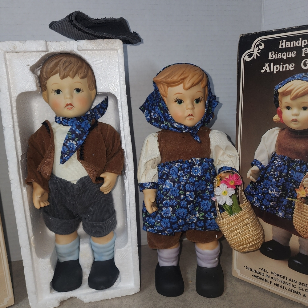 Oumlet Hand Painted Bisque Porcelain Alpine Boy and Girl, HANSEL & GRETEL